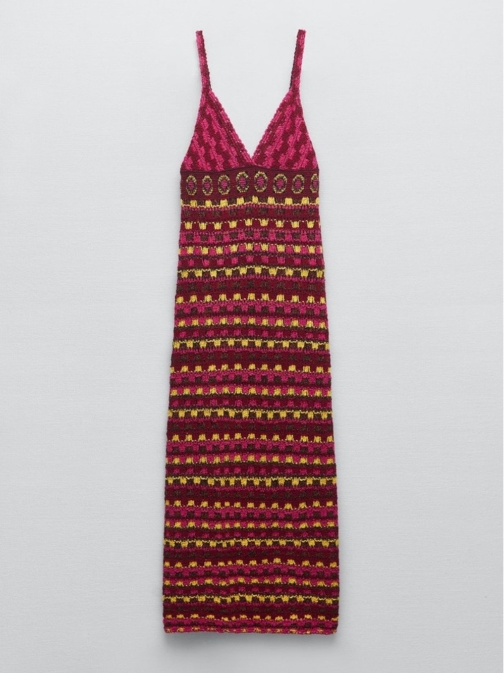 ZARA Crochet Knit Dress Multicolor L - Picture 5 of 12